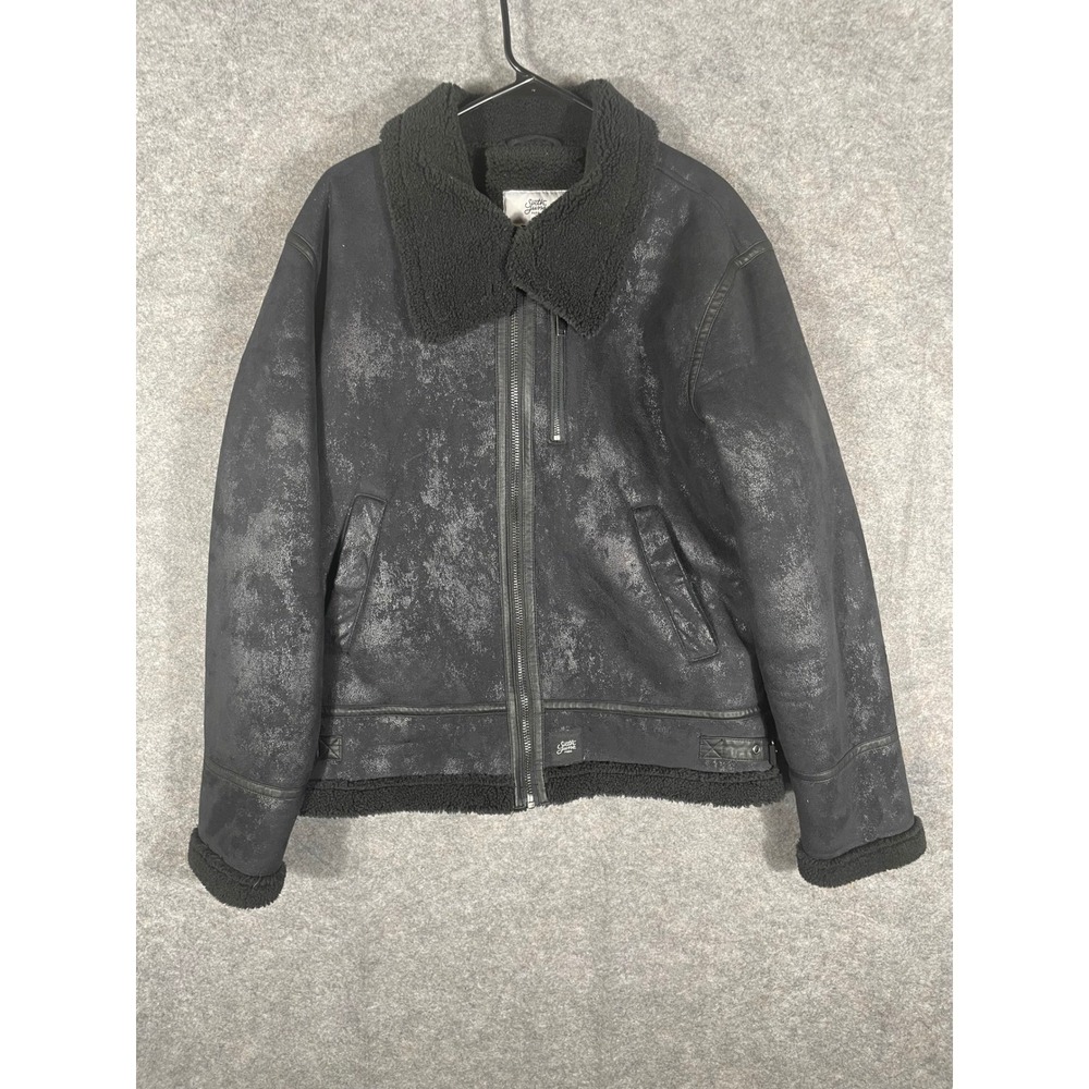 Sixth June Paris Mens Faux Leather Shearling Aviator‎ Bomber Jacket
